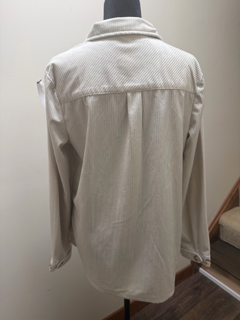 Democracy Corduroy Shacket Womens Small Cream Button Front Shirt Jacket - Picture 5 of 5